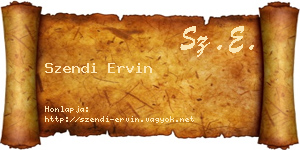 Szendi Ervin névjegykártya